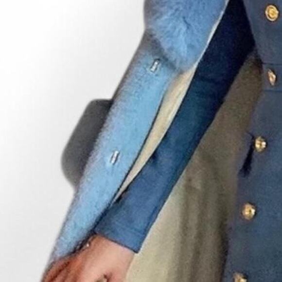 Gorg Lala Parker Blue Diamond Luxe Blue Faux Fur Long Coat Rhinestone Clasps XXL - Picture 5 of 6